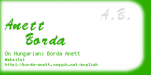 anett borda business card